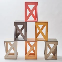 Pitagora Red Stool by Antonio Saporito
