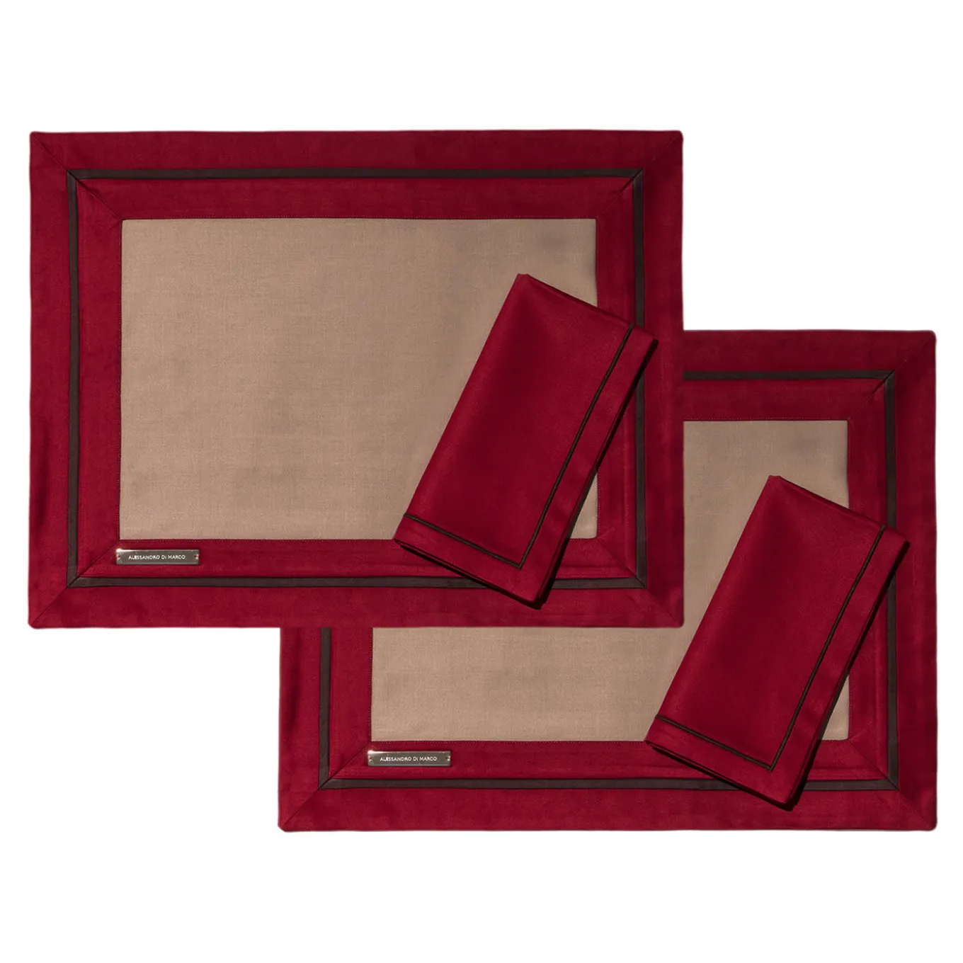Placemats and Napkins - Red and Beige