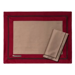 Placemats and Napkins - Red and Beige