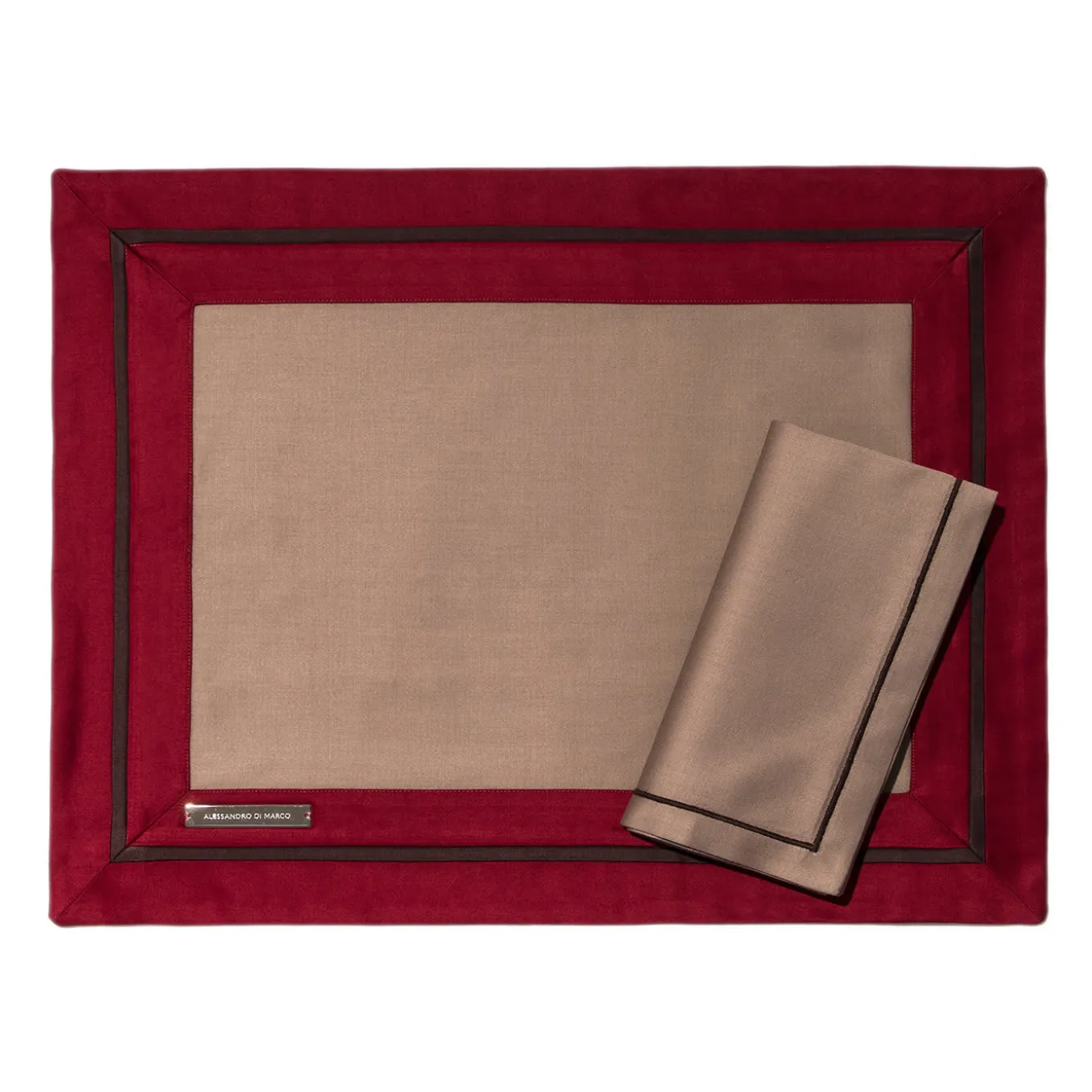 Placemats and Napkins - Red and Beige