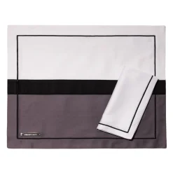 Placemats and Napkins - Two Toned Gray and White