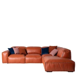 Placido orange leather corner sofa
