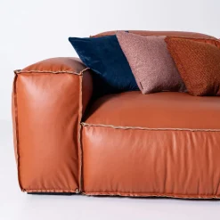 Placido orange leather corner sofa