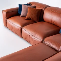 Placido orange leather corner sofa