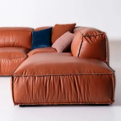 Placido orange leather corner sofa