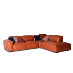 Placido orange leather corner sofa
