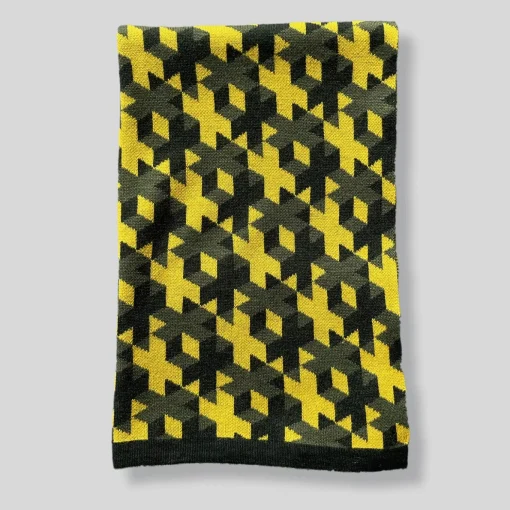 Plaid Lana 01 Patterned Yellow & Gray Blanket by Giulio Iacchetti