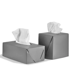 Plain Leather Gray Napkin Holder by Ekaterina Borovkova