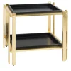 Plateau Oak Wood Removable Trays and Brass Serving Table