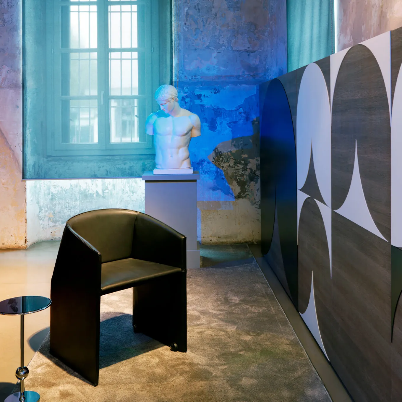 Plau Black Tall Wheeled Armchair by Gabriele and Oscar Buratti