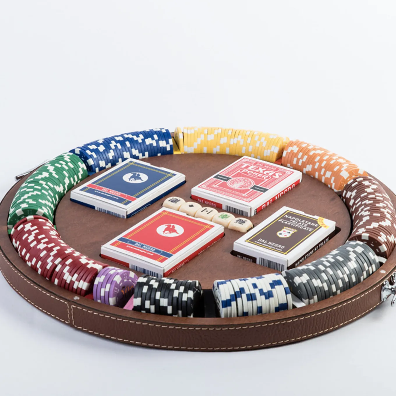 Playing Cards and Poker Chips Beige Wooden Holder