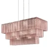 Plissé Tiered Satin Pink Glass Chandelier