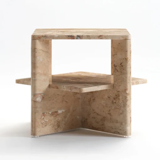 Plus+Doble Travertine Side Table by Antonio Saporito