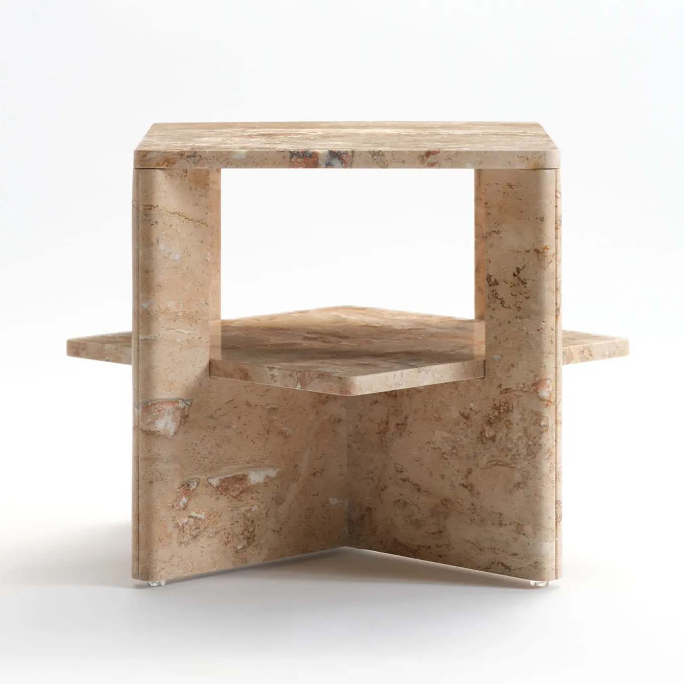 Plus+Doble Travertine Side Table by Antonio Saporito