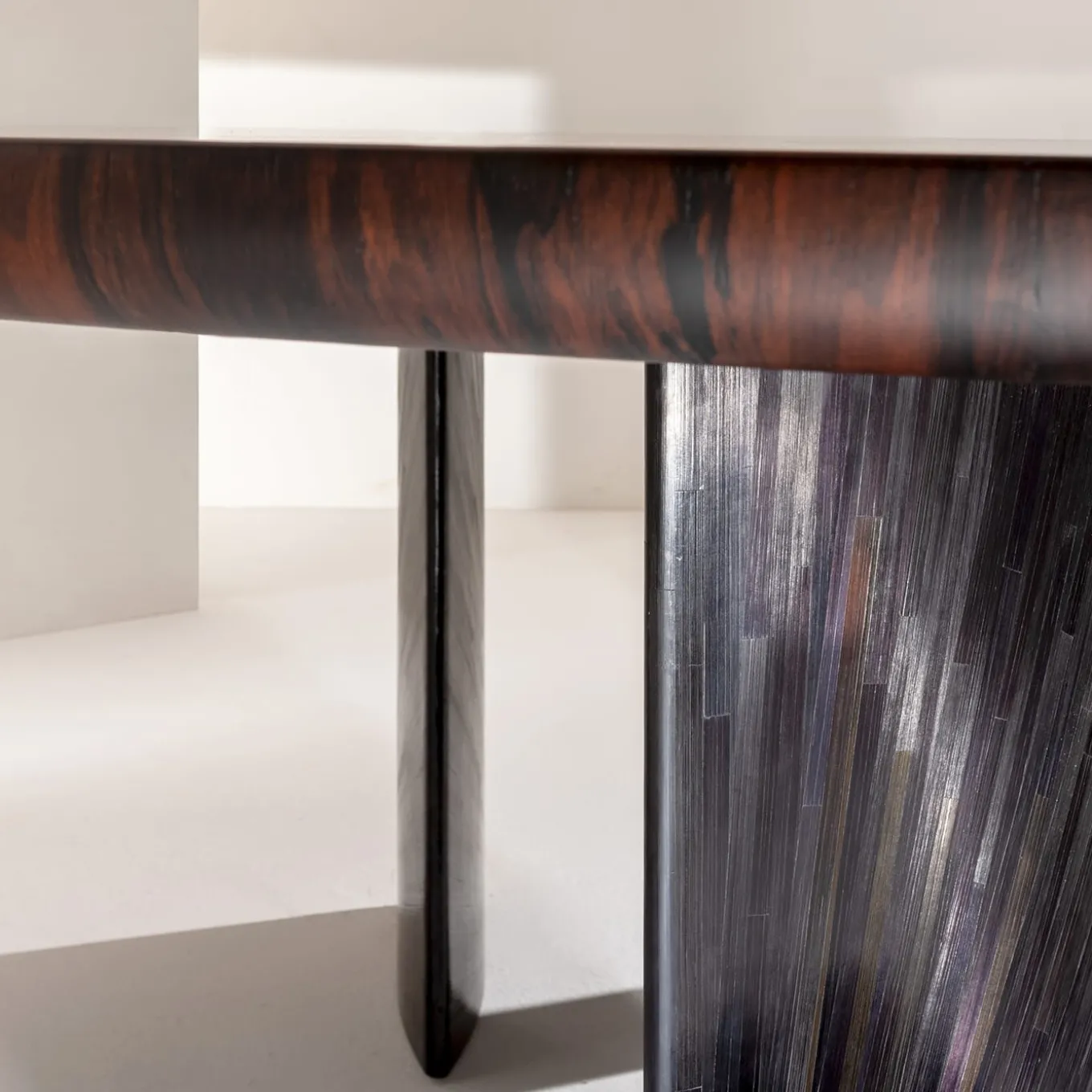 Poe Ziricote Wood Dining Table with Sculptural Legs