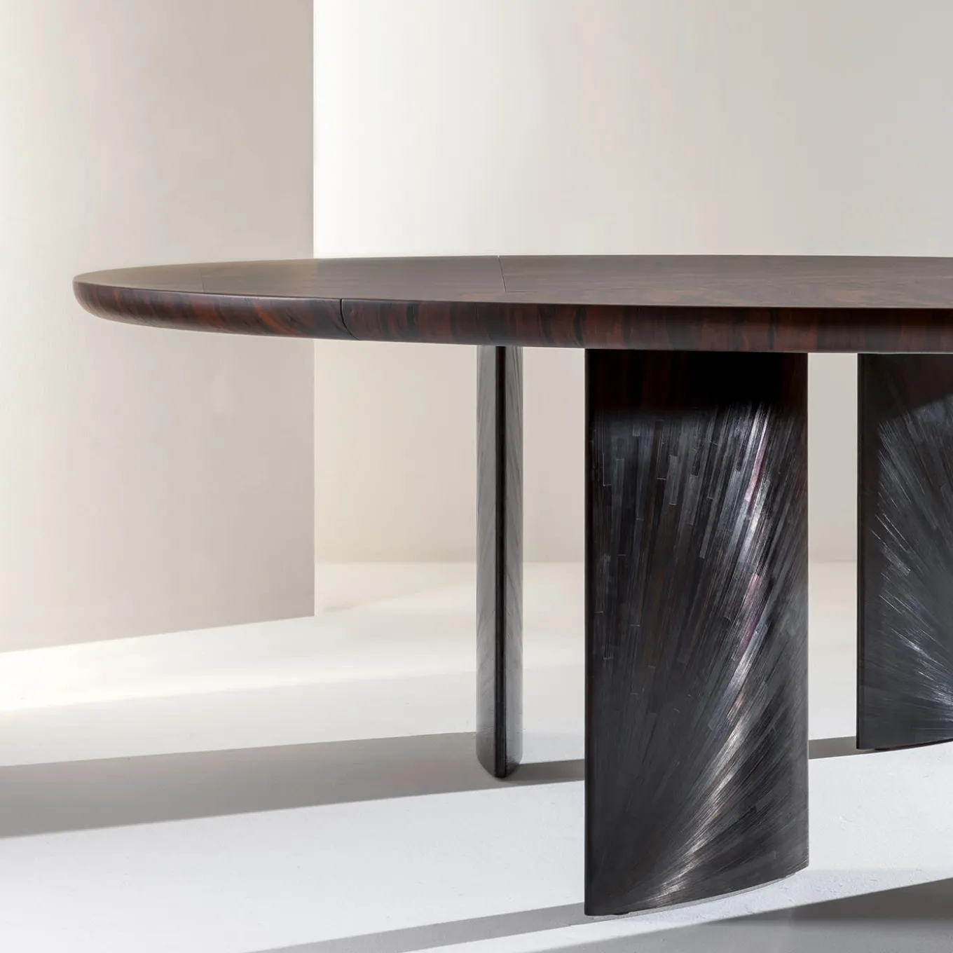 Poe Ziricote Wood Dining Table with Sculptural Legs