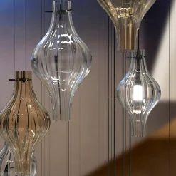 Polani 7-light Fumè and Crystal Clear Murano Glass Chandelier