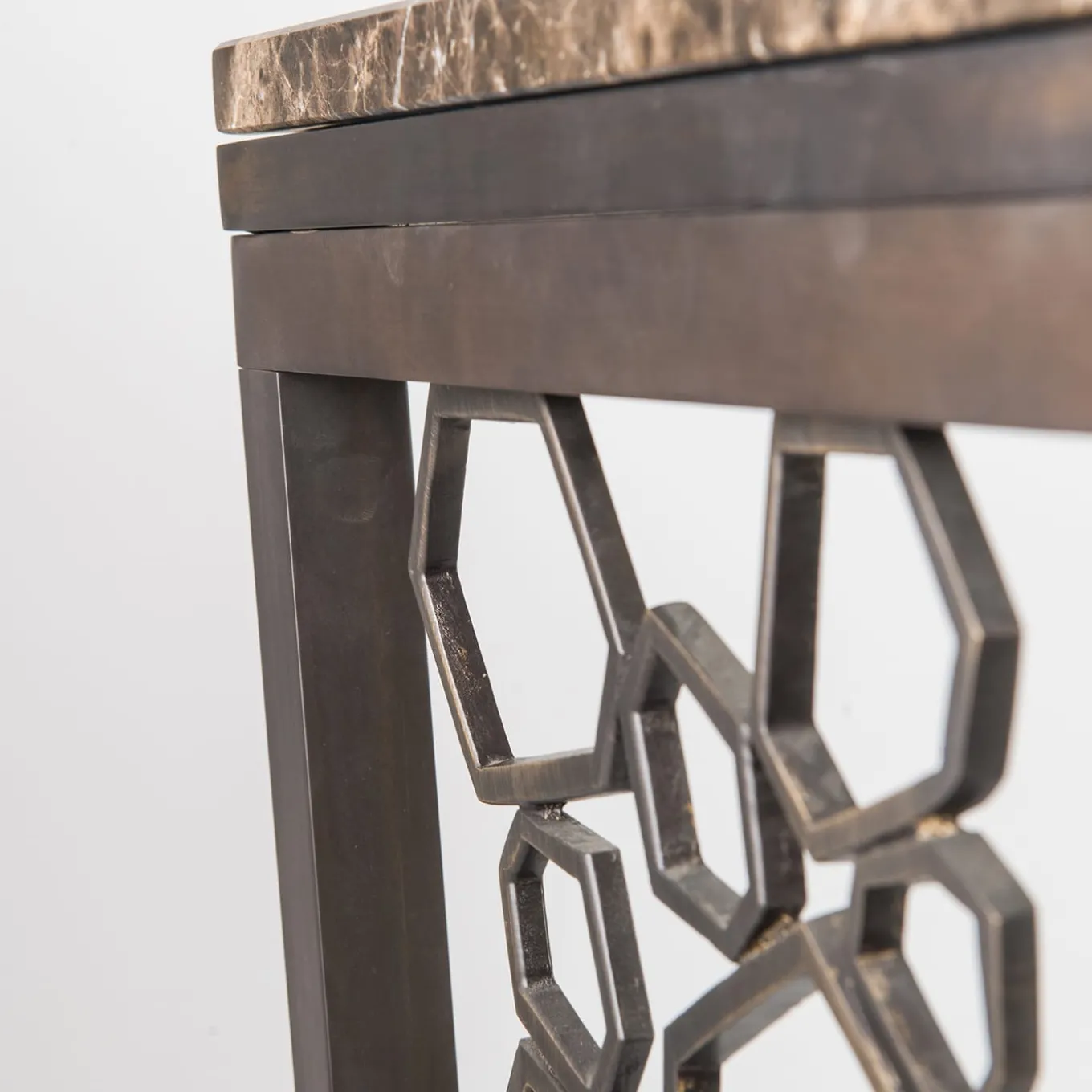 Poligoni Console With Polished Saint Laurent Marble Top