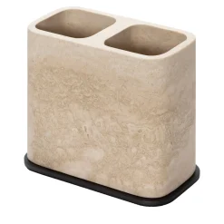 Polo Beige Marble Double Toothbrush Holder