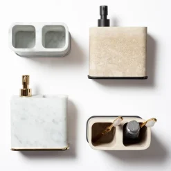 Polo Beige Marble Double Toothbrush Holder