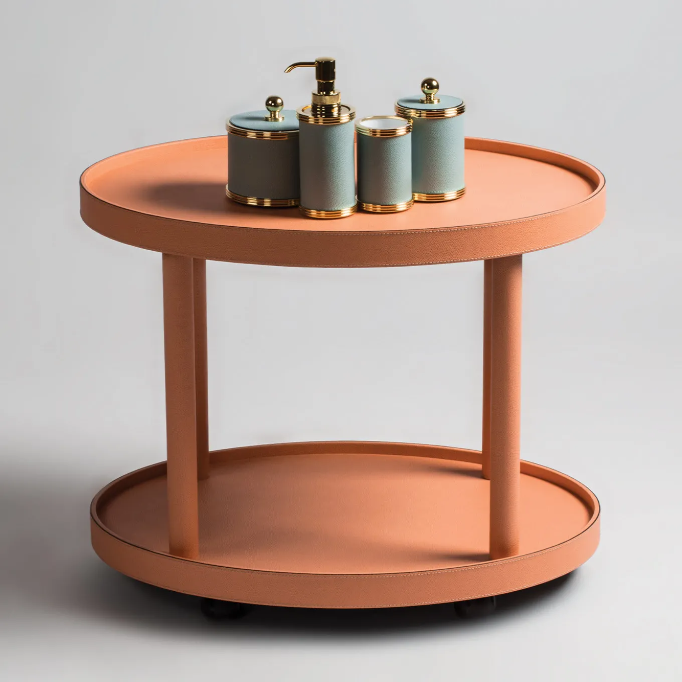 Polo Trolley 2-Tier Salmon Oval Table