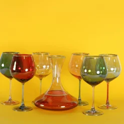 Polychrome Set of 6 Wine Tasting Glasses