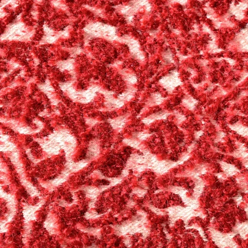 Polypode Square Floral Red & White Boucle Wool Cushion