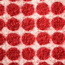 Polystic Square Dotted Red & White Boucle Wool Cushion