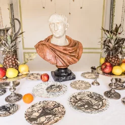 Pompei Porcelain oval Serving Platter with grotesque drawing