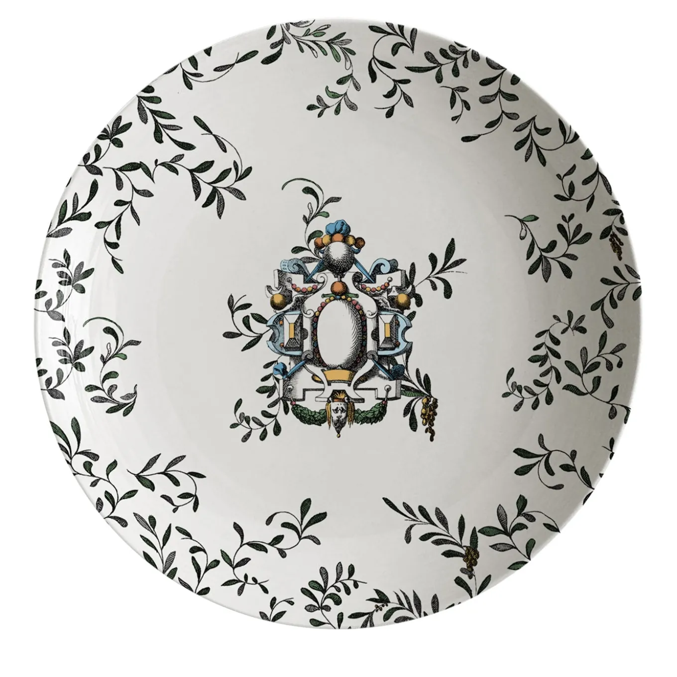 Pompei Porcelain Soup Plate with branches and jewel #3