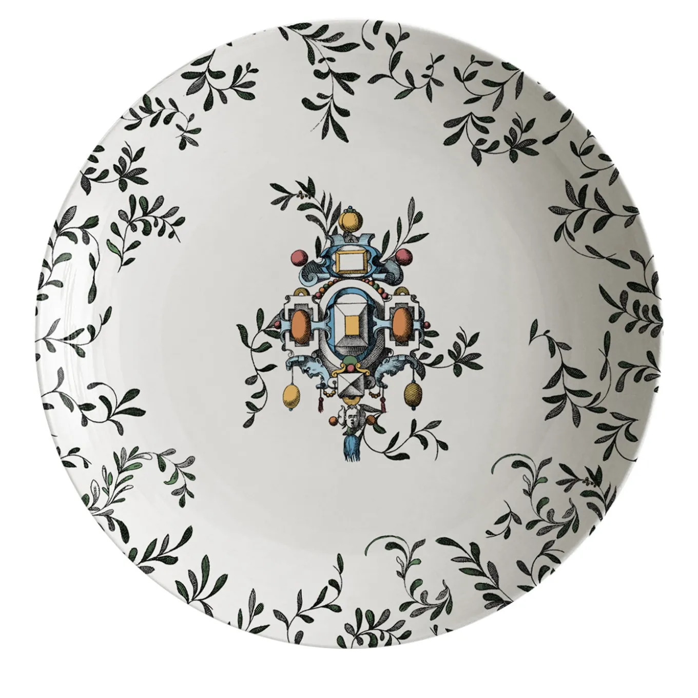 Pompei Porcelain Soup Plate with branches and jewel #4