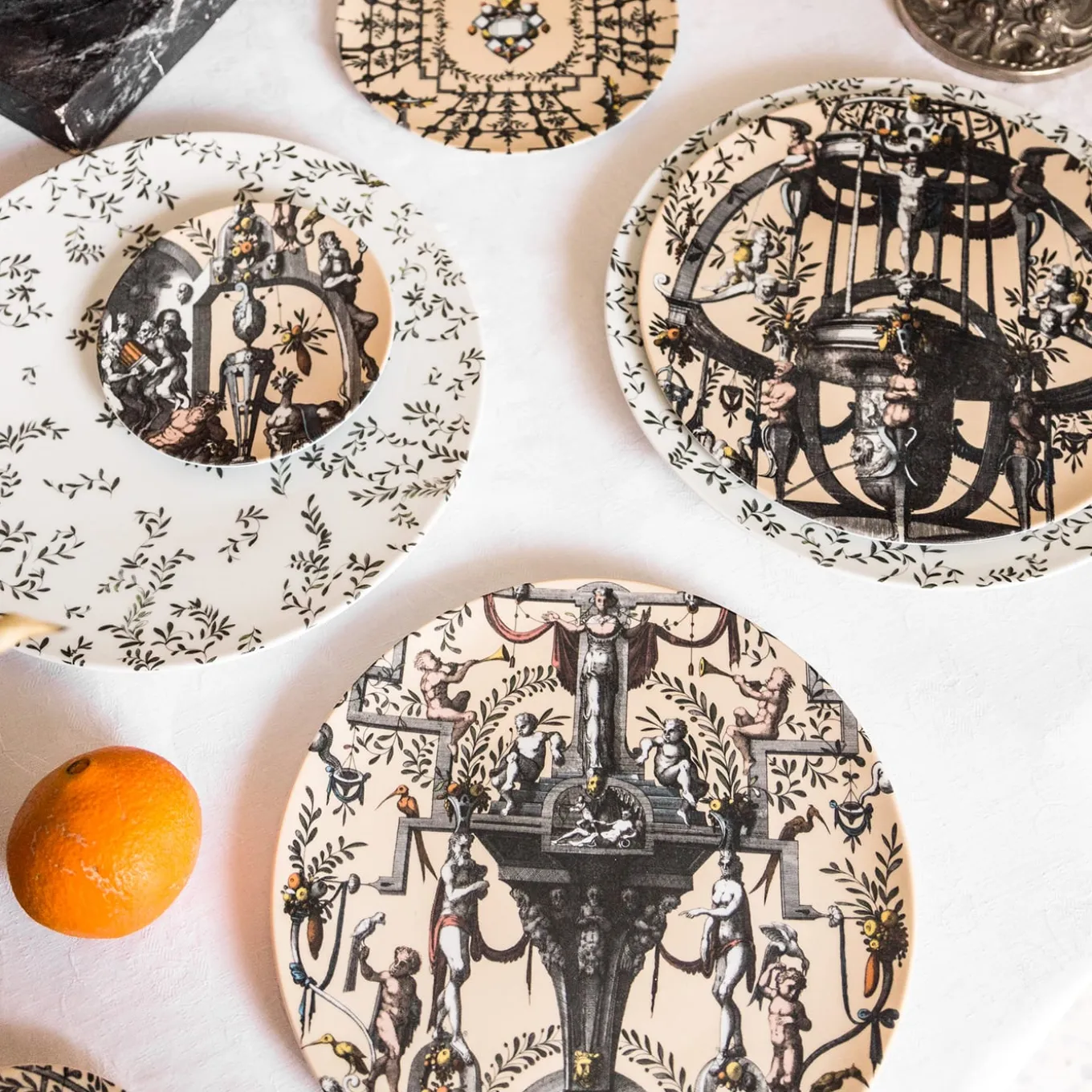 Pompei Porcelain Soup Plate with branches and jewel #4