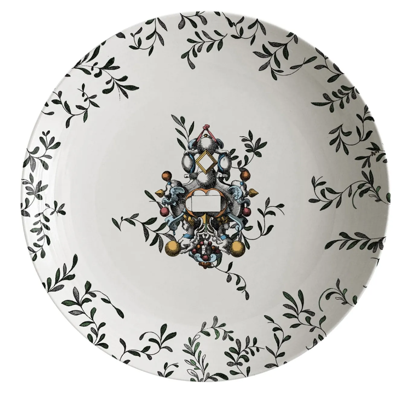 Pompei Porcelain Soup Plate with branches and jewel #2