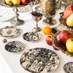 Pompei Porcelain Soup Plate with branches and jewel #2