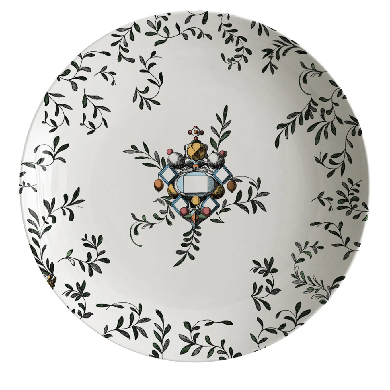 Pompei Porcelain Soup Plate with branches and jewel #6