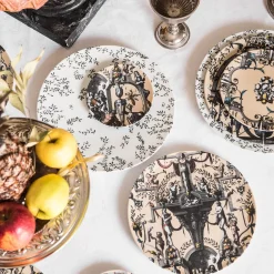 Pompei Set of 2 porcelain Dessert Plates with geometric design #1