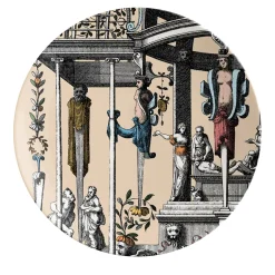 Pompei Set of 2 porcelain Bread Plates with grotesque drawing #6