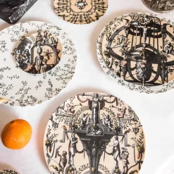 Pompei Set of 2 porcelain Dessert Plates with geometric design #6