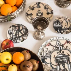 Pompei Set of 2 porcelain Dessert Plates with geometric design #2