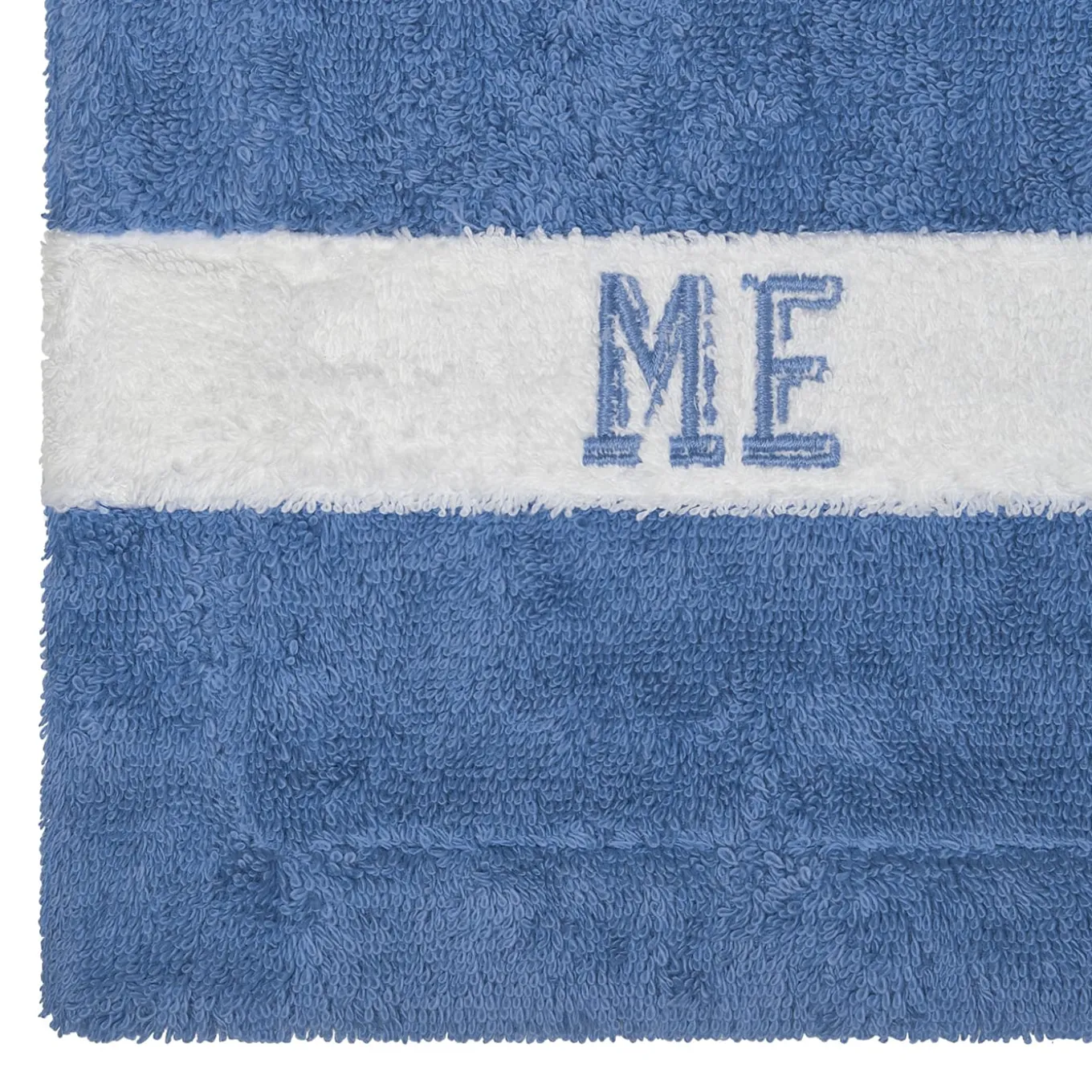 Pompidou Geometric Style White & Assisi Blue Bath Towel