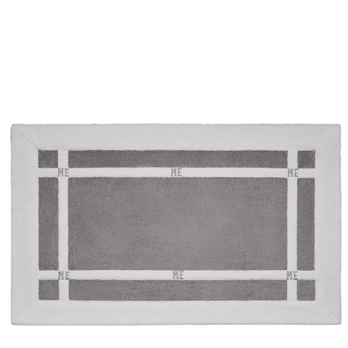 Pompidou Geometric Style White & Grey Bath Mat