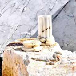 POR TAN TE Satin Paonazzo marble Column Vase