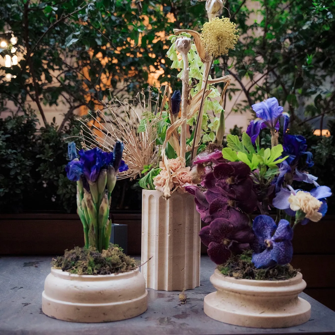 POR TAN TE Satin Travertino marble Column Vase