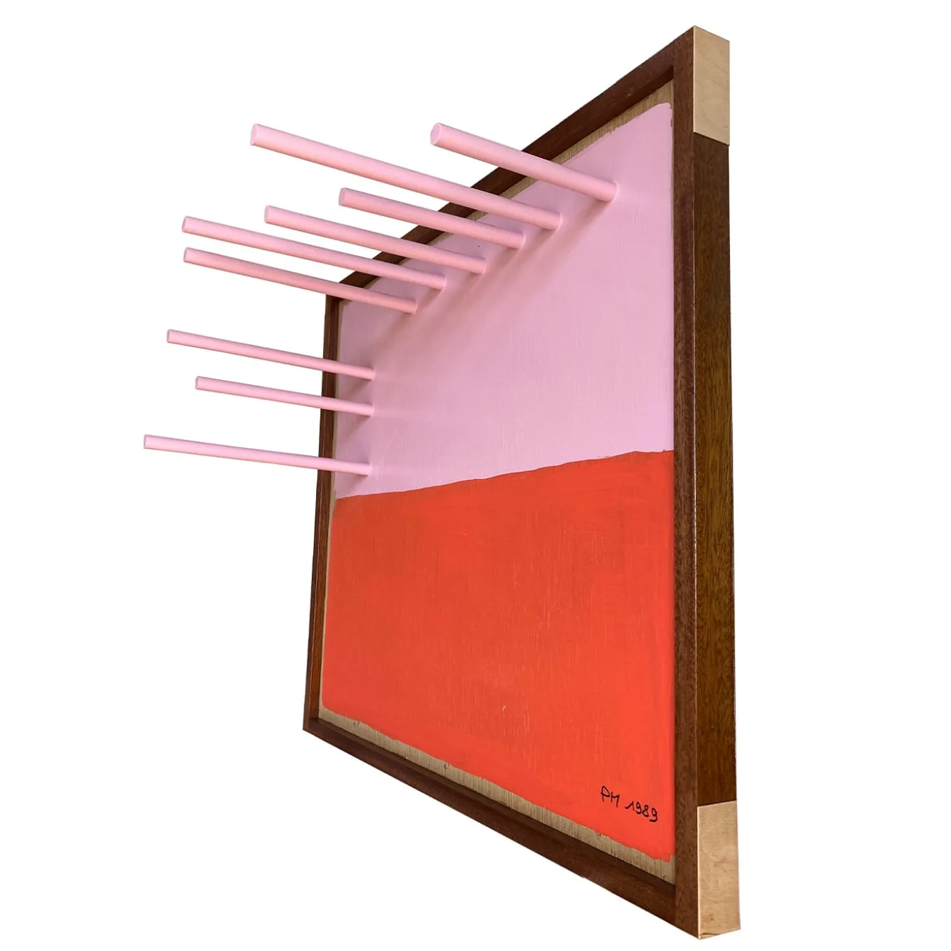 Porta Borse A Pink & Coral Wooden Handbag Rack by Pietro Meccani
