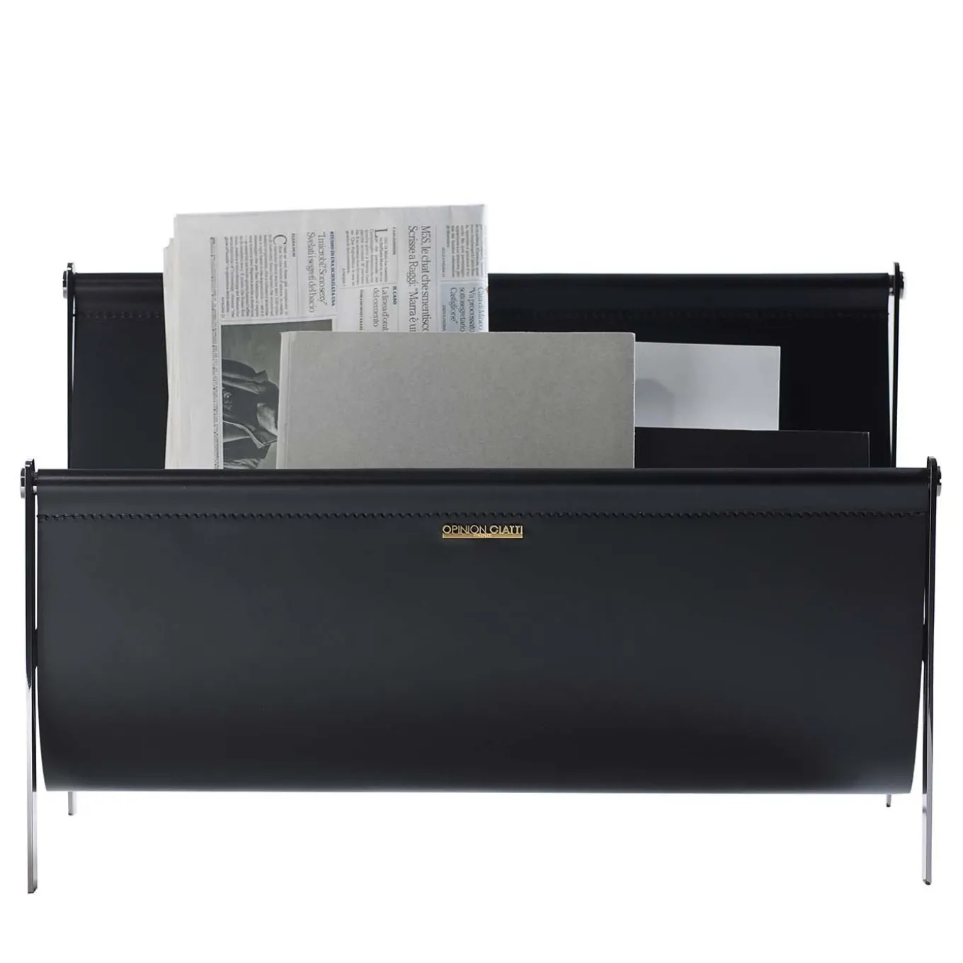 Portariviste Black Leather Magazine Holder
