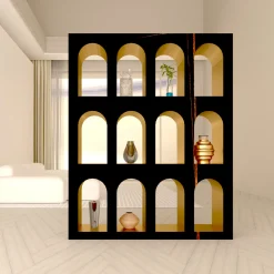 Portici Bookcase in Sahara Noir Marble by Sissy Daniele