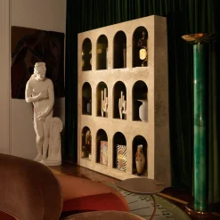 Portici Travertine Marble Bookcase by Sissy Daniele