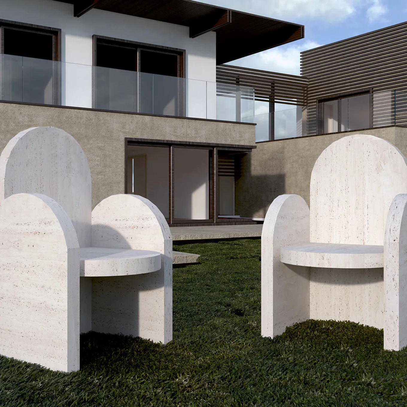 Portici Travertino Marble Chair