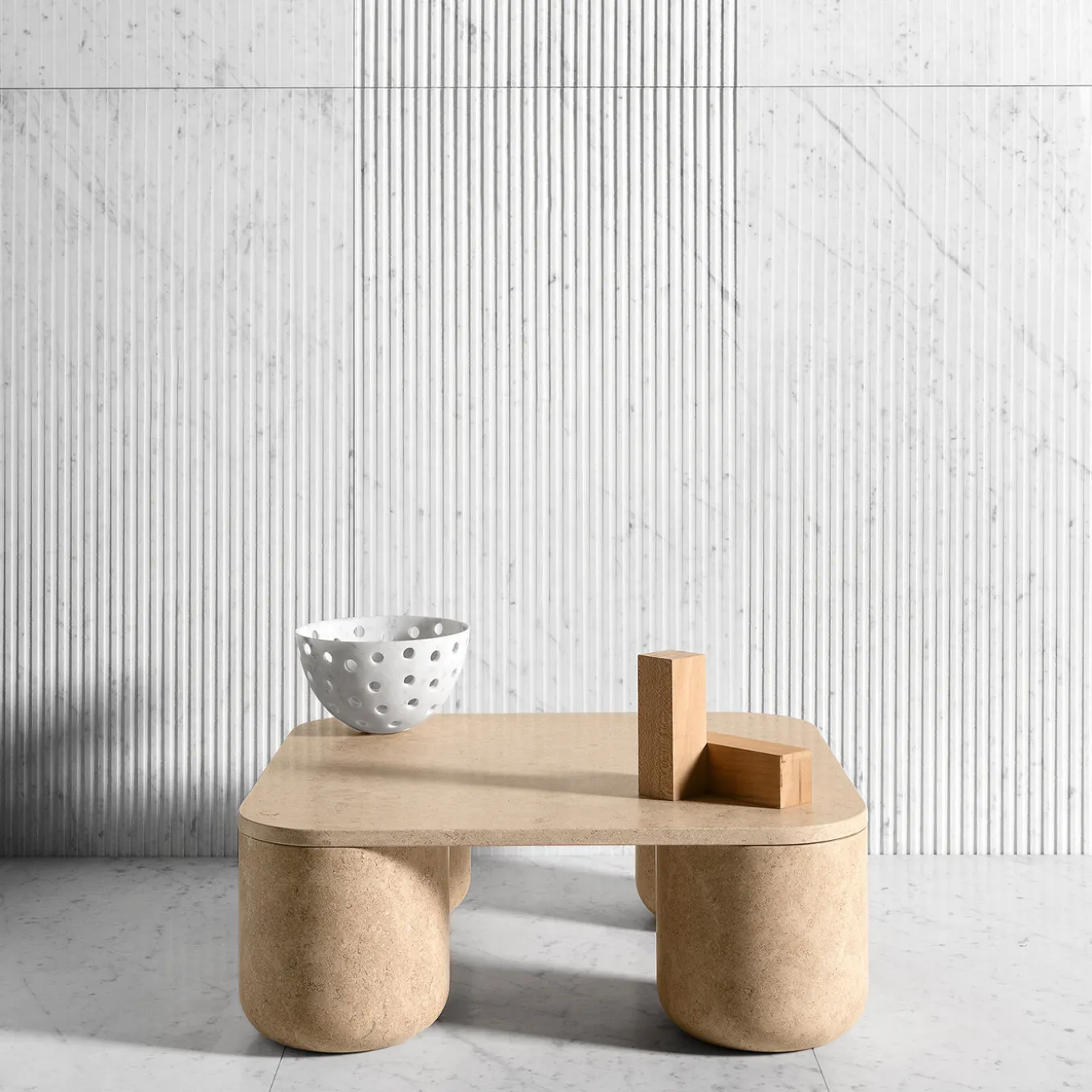 Porto Square Beige Marble Coffee Table