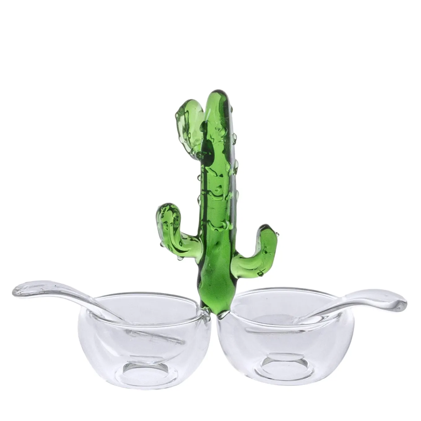 Portofino Handcrafted Glass Cactus Salt&Pepper Set